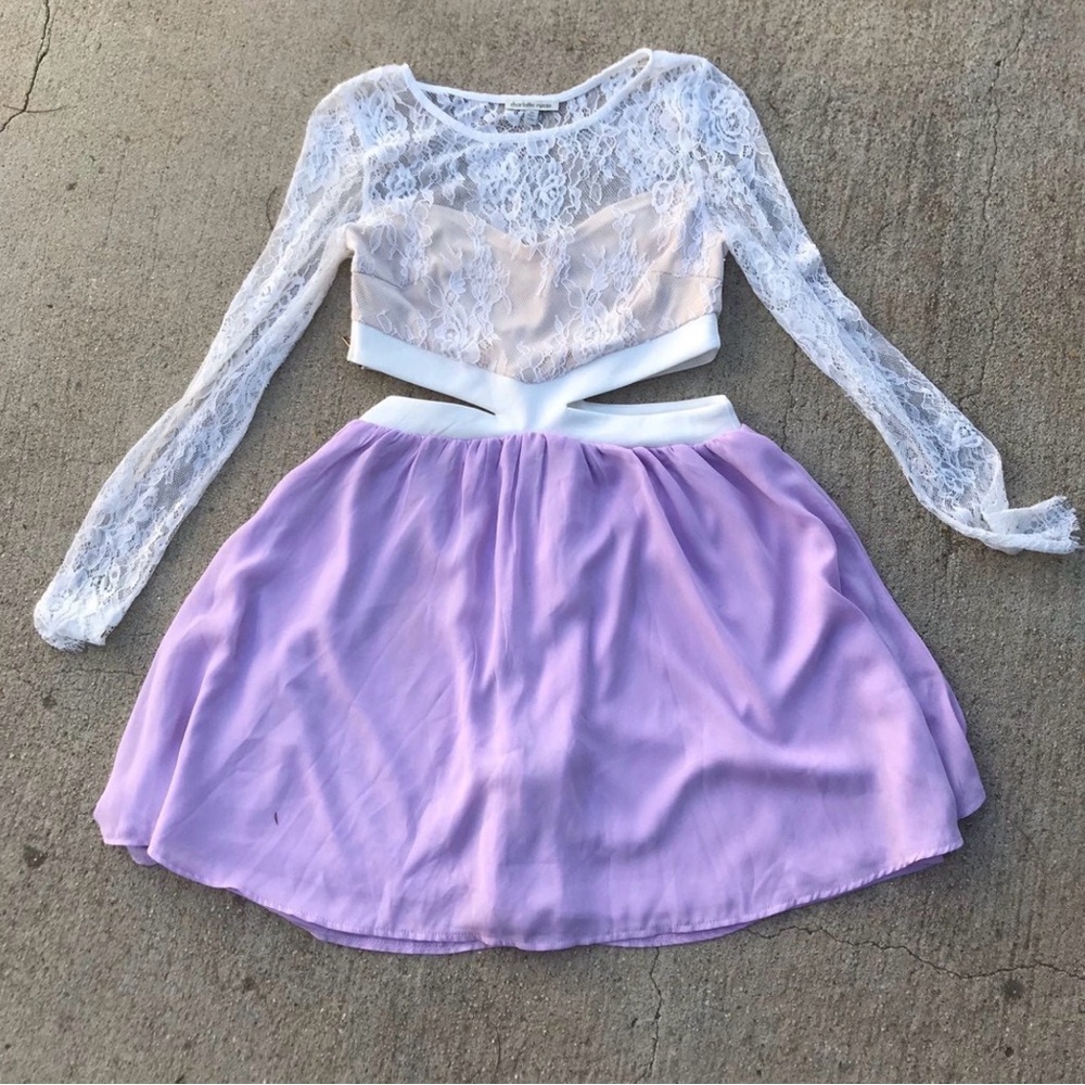 Lavender white Lace Dress